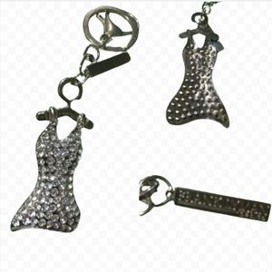 Frank Lyman design rhinestone dress keychain/purse hanger